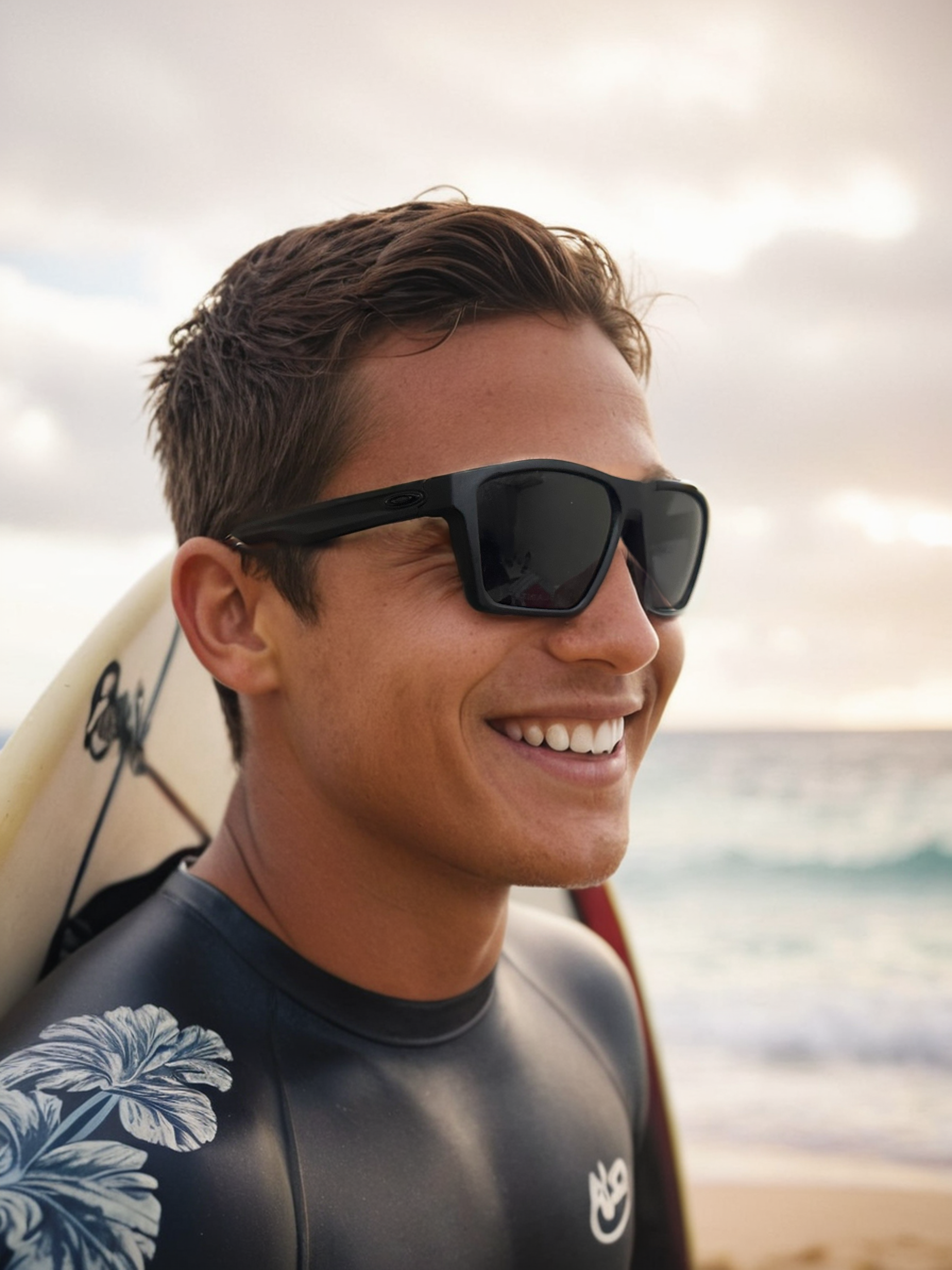 ai generated image of young man wearing black glasses and smiling generated based on input image provided